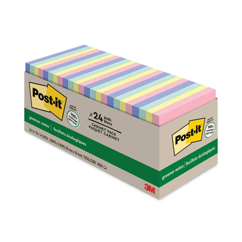 Original Recycled Note Pad Cabinet Pack, 3" x 3", Sweet Sprinkles Collection Colors, 75 Sheets/Pad, 24 Pads/Pack-(MMM654R24CPAP)