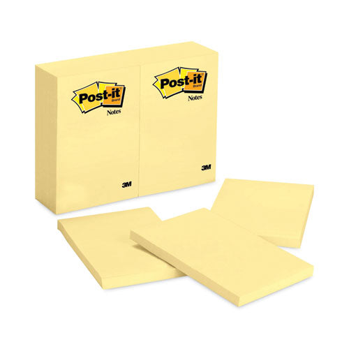 Original Pads in Canary Yellow, 4" x 6", 100 Sheets/Pad, 12 Pads/Pack-(MMM659YW)