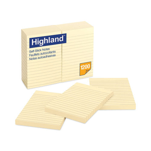 Self-Stick Notes, Note Ruled, 4" x 6", Yellow, 100 Sheets/Pad, 12 Pads/Pack-(MMM6609YW)