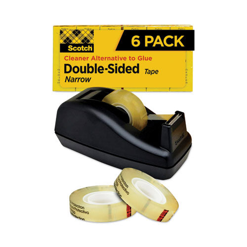 Double-Sided Tape with Dispenser, 1" Core, 0.5" x 75 ft, Clear, 6/Pack-(MMM6656PKC40)