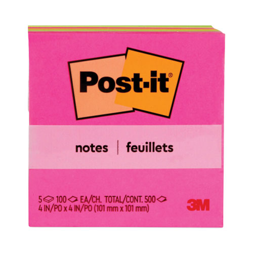 Original Pads in Poptimistic Collection Colors, 4" x 4", 100 Sheets/Pad, 5 Pads/Pack-(MMM6755LAN)