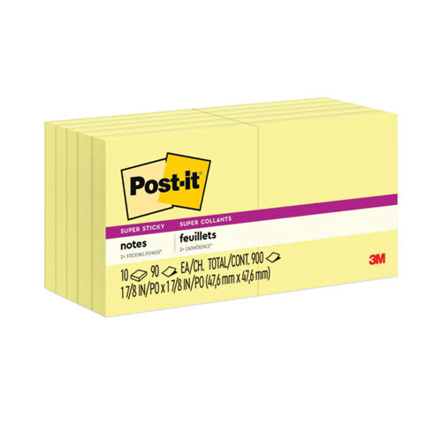 Pads in Canary Yellow, 1.88" x 1.88", 90 Sheets/Pad, 10 Pads/Pack-(MMM62210SSCY)