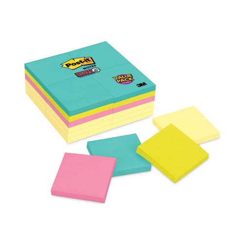 Self-Stick Notes Office Pack, 3" x 3", Supernova Neons Collection Colors, 90 Sheets/Pad, 24 Pads/Pack-(MMM65424SSCYM)