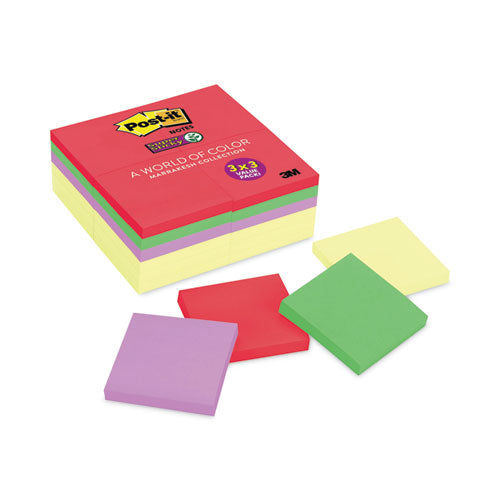 Office Notes Value Pack, 3" x 3", (12) Canary Yellow, (12) Playful Primaries Collection Colors, 90 Sheets/Pad, 24 Pads/Pack-(MMM65424SSCYN)