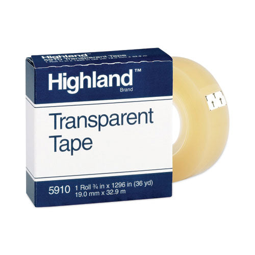 Transparent Tape, 1" Core, 0.75" x 36 yds, Clear-(MMM5910341296)