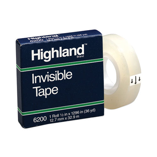 Invisible Permanent Mending Tape, 1" Core, 0.5" x 36 yds, Clear-(MMM6200121296)