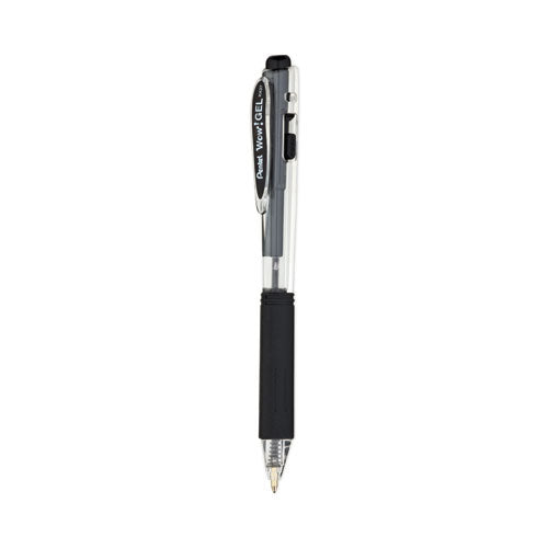 WOW! Gel Pen Bonus Pack, Retractable, Medium 0.7 mm, Black Ink, Clear/Black Barrel, 24/Pack-(PENK437ASW2)