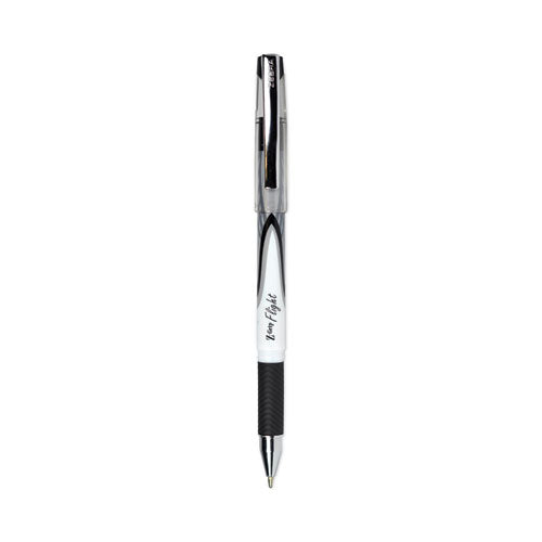 Z-Grip Flight Ballpoint Pen, Stick, Bold 1.2 mm, Black Ink, White/Black Fashion Accents Barrel, 12/Pack-(ZEB21810)