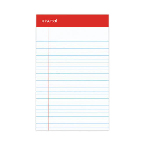 Perforated Ruled Writing Pads, Narrow Rule, Red Headband, 50 White 5 x 8 Sheets, Dozen-(UNV46300)