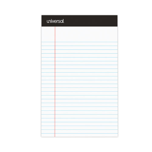 Premium Ruled Writing Pads with Heavy-Duty Back, Narrow Rule, Black Headband, 50 White 5 x 8 Sheets, 12/Pack-(UNV57300)