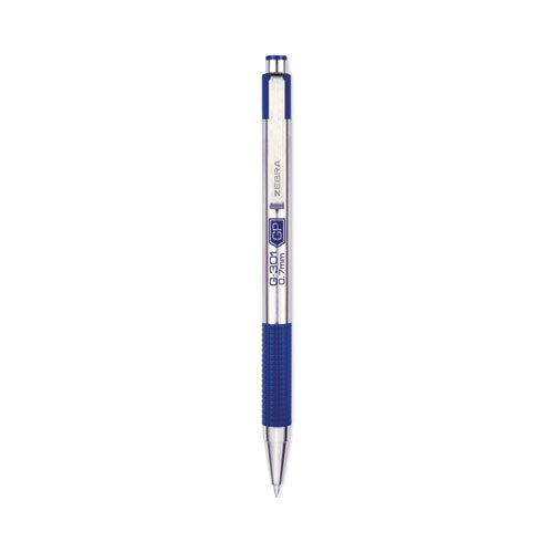 G-301 Gel Pen, Retractable, Medium 0.7 mm, Blue Ink, Stainless Steel/Blue Barrel, 2/Pack-(ZEB41322)