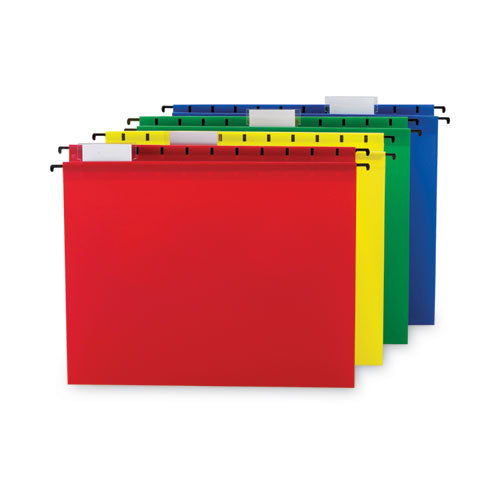 Poly Hanging Folders, Letter Size, 1/5-Cut Tabs, Assorted Colors, 12/Pack-(SMD64026)