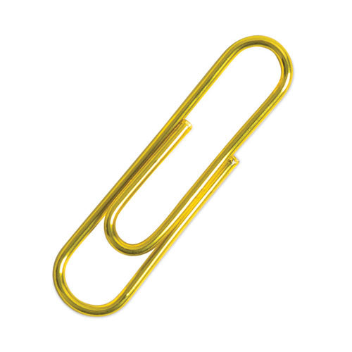 Paper Clips, Medium, Vinyl-Coated, Gold, 200 Clips/Box, 5 Boxes/Pack-(UBR3619U0624)