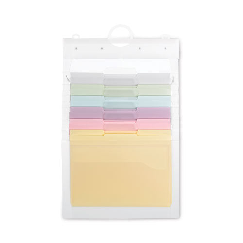 Cascading Wall Organizer, 6 Sections, Letter Size, 14.25" x 24.25", Blue, Clear, Gray, Green, Orange, Pink, Purple-(SMD92064)