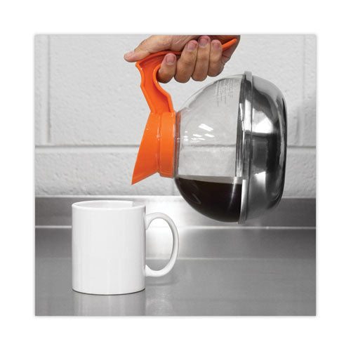 Unbreakable Decaffeinated Coffee Decanter, 12-Cup, Stainless Steel/Polycarbonate, Orange Handle-(OGFCPU13)