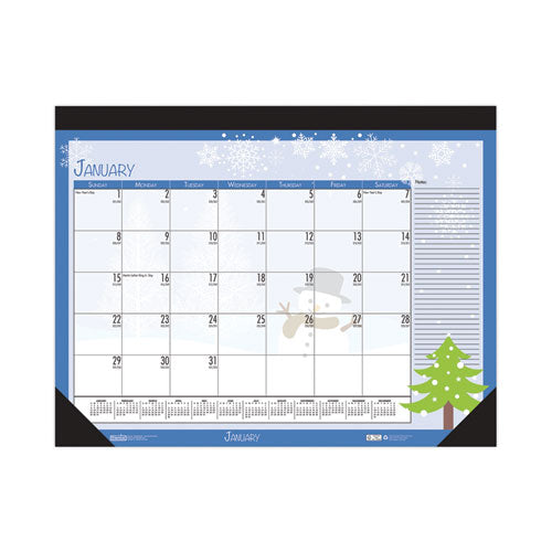 Recycled Desk Pad Calendar, Earthscapes Seasonal Artwork, 22 x 17, Black Binding/Corners,12-Month (Jan to Dec): 2023-(HOD139)