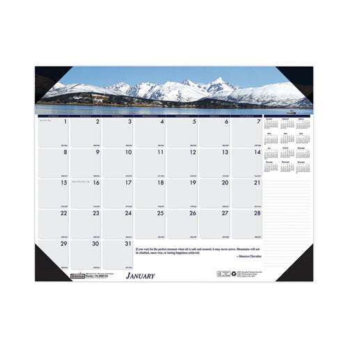 Earthscapes Recycled Monthly Desk Pad Calendar, Mountains of the World Photos, 22 x 17, Black Corners,12-Month(Jan-Dec): 2023-(HOD176)