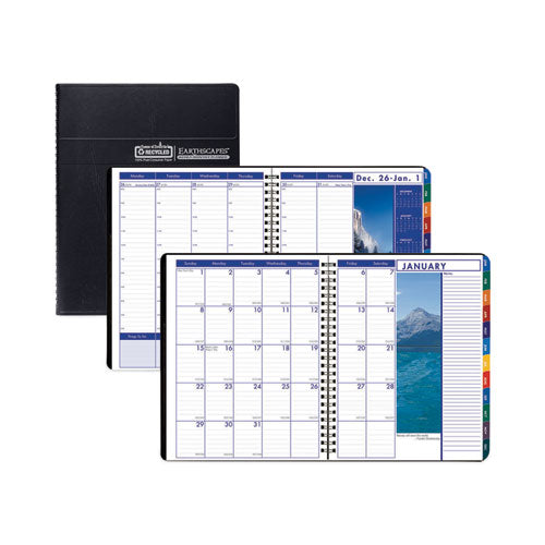 Earthscapes Recycled Weekly/Monthly Appointment Book, Landscape Photos, 11 x 8.5, Black Soft Cover, 12-Month (Jan-Dec): 2023-(HOD273)