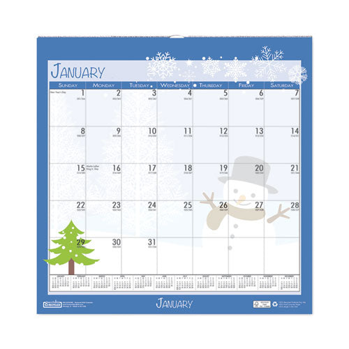 Recycled Seasonal Wall Calendar, Earthscapes Illustrated Seasons Artwork, 12 x 12, 12-Month (Jan to Dec): 2023-(HOD338)