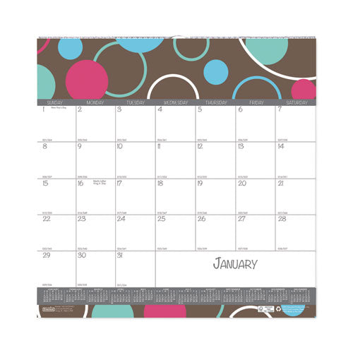 Recycled Bubbleluxe Wall Calendar, Bubbleluxe Artwork, 12 x 12, White/Multicolor Sheets, 12-Month (Jan to Dec): 2023-(HOD340)