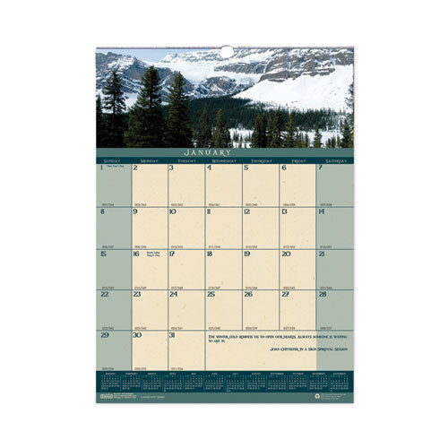 Earthscapes Recycled Monthly Wall Calendar, Color Landscape Photography, 12 x 16.5, White Sheets, 12-Month (Jan-Dec): 2023-(HOD362)