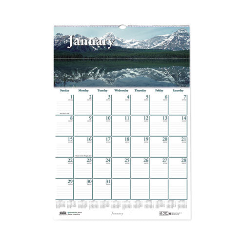 Earthscapes Recycled Monthly Wall Calendar, Scenic Beauty Photography, 12 x 16.5, White Sheets, 12-Month (Jan-Dec): 2023-(HOD378)