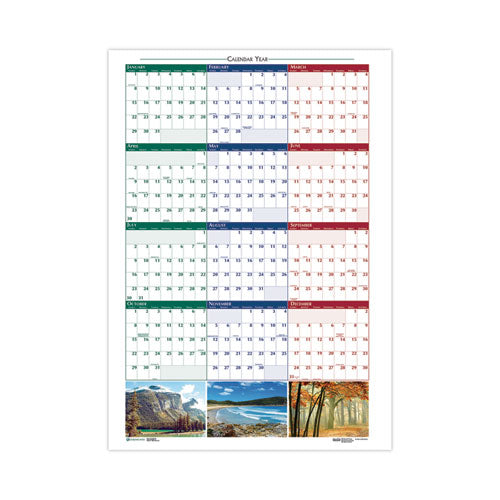 Earthscapes Recycled Reversible/Erasable Yearly Wall Calendar, Nature Photos, 24 x 37, White Sheets, 12-Month (Jan-Dec): 2023-(HOD393)