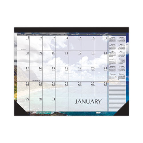 Recycled Earthscapes Desk Pad Calendar, Seascapes Photography, 18.5 x 13, Black Binding/Corners,12-Month (Jan to Dec): 2023-(HOD1386)