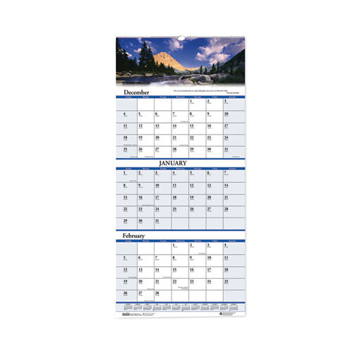 Earthscapes Recycled 3-Month Vertical Wall Calendar, Scenic Landscapes Photography, 12.25 x 26, 14-Month (Dec-Jan): 2022-2024-(HOD3638)