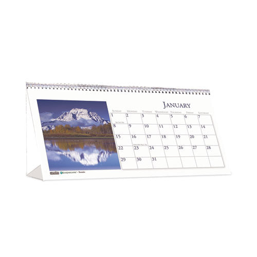 Earthscapes Recycled Desk Tent Monthly Calendar, Scenic Photography, 8.5 x 4.5, White/Multicolor Sheets, 2023-(HOD3649)