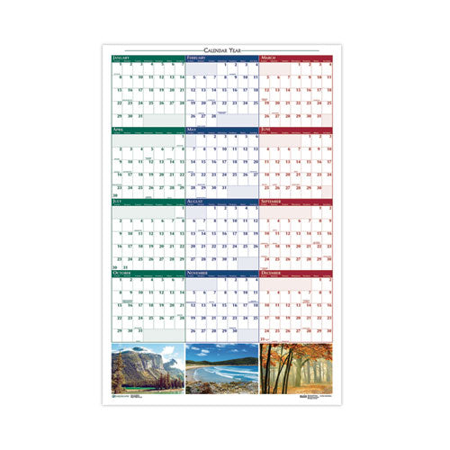 Earthscapes Recycled Reversible/Erasable Yearly Wall Calendar, Nature Photos, 18 x 24, White Sheets, 12-Month (Jan-Dec): 2023-(HOD3930)