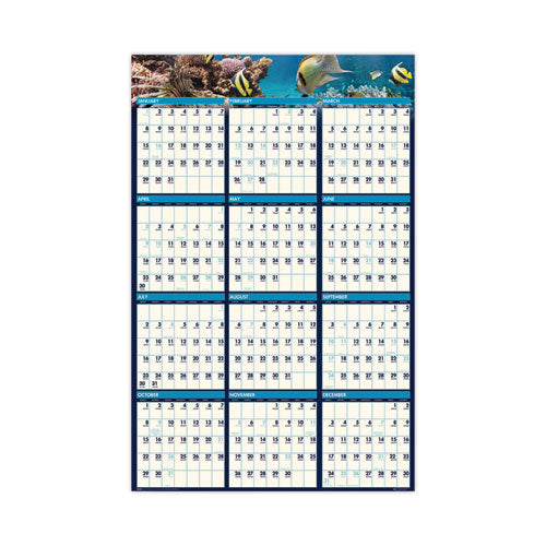 Earthscapes Recycled Reversible/Erasable Yearly Wall Calendar, Sea Life Photos, 24 x 37, White Sheets, 12-Month(Jan-Dec):2023-(HOD3969)