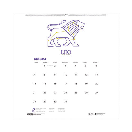 Recycled Academic Zodiac Wall Calendar, 14 x 11, Multicolor Sheets,12-Month (Aug to July): 2023-(HOD3185)