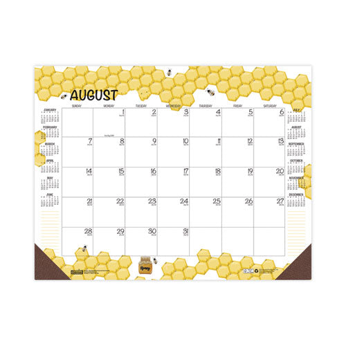 Recycled Honeycomb Desk Pad Calendar, 22 x 17, White/Multicolor Sheets, Brown Corners, 12-Month (Aug to July): 2023-(HOD1565)