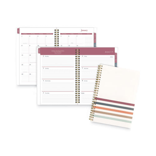 Blake Weekly/Monthly Planner, Blake Bold Stripe Artwork, 8.5 x 5.5, Cream/Blue/Brown Cover, 12-Month (Jan to Dec): 2023-(AAG1634200)