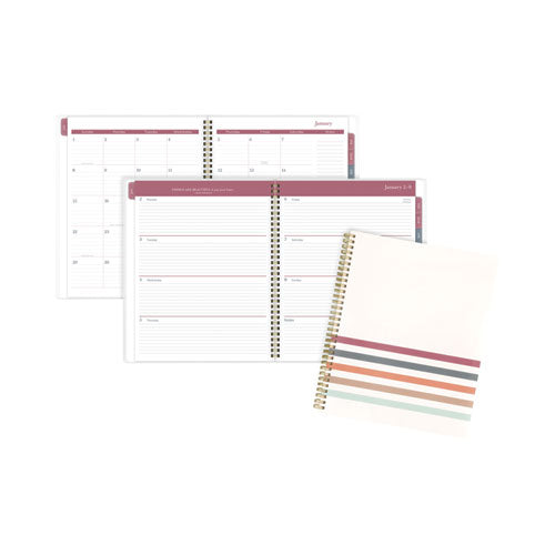 Blake Weekly/Monthly Planner, Blake Bold Stripe Artwork, 11 x 8.5, Cream/Blue/Brown Cover, 12-Month (Jan to Dec): 2023-(AAG1634905)