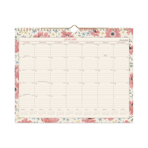 Badge Floral Wall Calendar, Badge Floral Artwork, 15 x 12, White/Multicolor Sheets, 12-Month (Jan to Dec): 2023-(AAG1641F707)