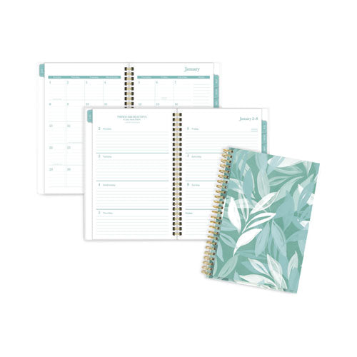 Bali Weekly/Monthly Planner, Bali Leaf Artwork, 8.5 x 5.5, Green/White Cover, 12-Month (Jan to Dec): 2023-(AAG1640201)