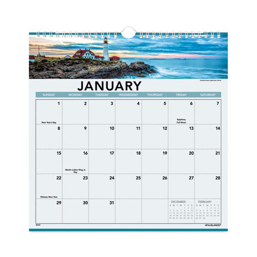 Landscape Monthly Wall Calendar, Landscapes Photography, 12 x 12, White/Multicolor Sheets, 12-Month (Jan to Dec): 2023-(AAG88200)