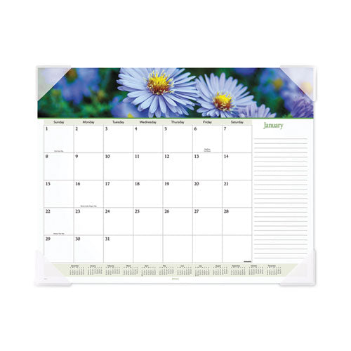 Floral Panoramic Desk Pad, Floral Photography, 22 x 17, White/Multicolor Sheets, Clear Corners, 12-Month (Jan-Dec): 2023-(AAG89805)