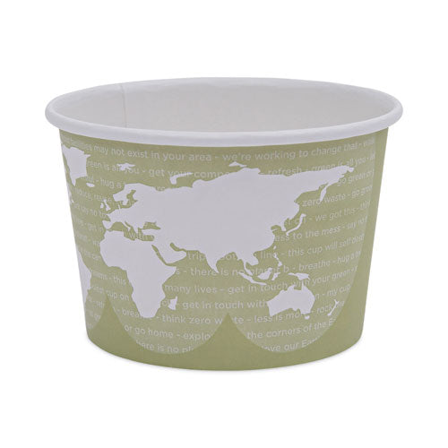 World Art Renewable and Compostable Food Container, 16 oz, 4.05 Diameter x 3 h, Seafoam, Paper, 25/Pack, 20 Packs/Carton-(ECOEPBSC16WA)