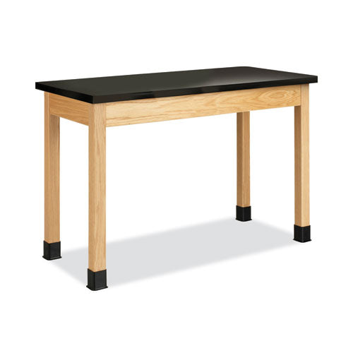 Classroom Science Table, 54w x 24d x 30h, Black ChemGuard High Pressure Laminate (HPL) Top, Maple Base-(DVWP7202BM30N)