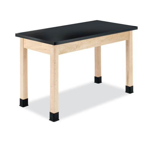 Classroom Science Table, 48w x 24d x 36h, Black ChemGuard High Pressure Laminate (HPL) Top, Oak Base-(DVWP7102BK36N)