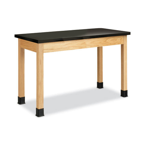 Classroom Science Table, 54w x 24d x 36h, Black Phenolic Resin Top, Oak Base-(DVWP7204K36N)