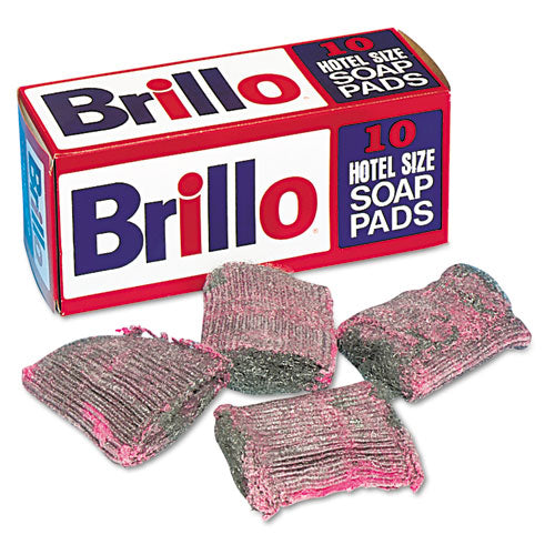 Hotel Size Steel Wool Soap Pad, 4 x 4, Charcoal/Pink,10/Pack, 120/Carton-(PUXW240000CT)