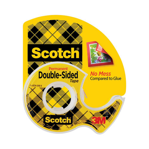 Double-Sided Permanent Tape in Handheld Dispenser, 1" Core, 0.5" x 37.5 ft, Clear-(MMM137)