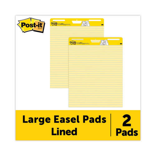 Vertical-Orientation Self-Stick Easel Pads, Presentation Format (1.5" Rule), 25 x 30, Yellow, 30 Sheets, 2/Carton-(MMM561)