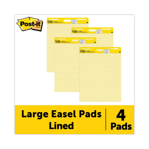 Vertical-Orientation Self-Stick Easel Pad Value Pack, Presentation Format (1.5" Rule), 25 x 30, Yellow, 30 Sheets, 4/Carton-(MMM561VAD4PK)