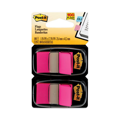 Standard Page Flags in Dispenser, Bright Pink, 100 Flags/Dispenser-(MMM680BP2)