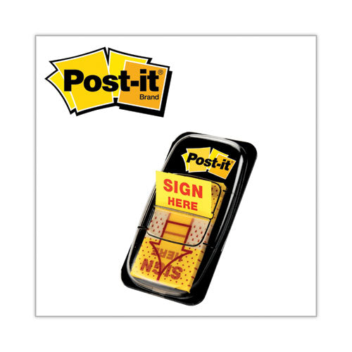 Arrow Message 1" Page Flags, Sign Here, Yellow, 50 Flags/Dispenser, 12 Dispensers/Pack-(MMM680SH12)